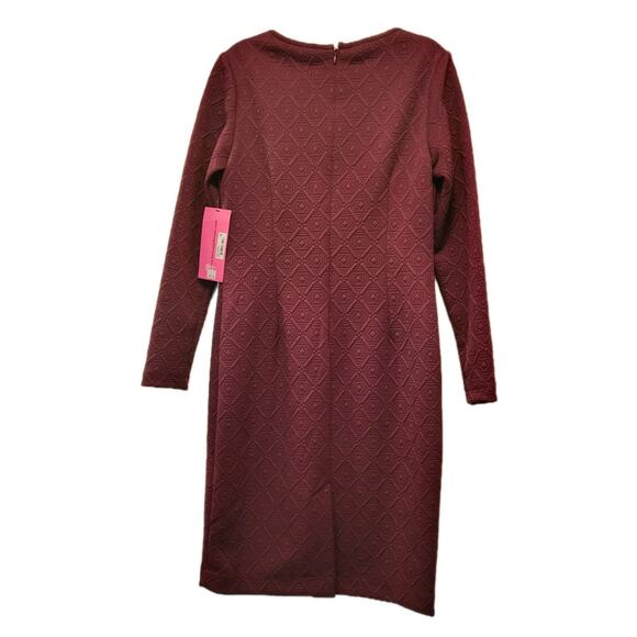 Betsey Johnson Long Sleeve Round Neck Dress Size 12 Burgundy NWT 80s - Picture 2 of 16